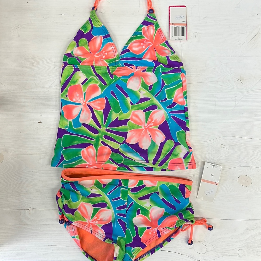 NWT Gossip Girl Hawaiian Hibiscus Triangle Bikini Kids